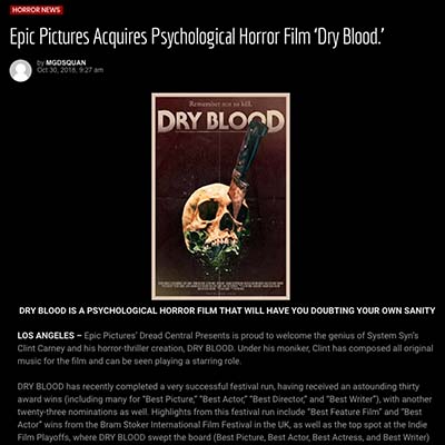 Epic Pictures Acquires Psychological Horror Film ‘Dry Blood.’